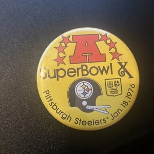Pittsburgh Steelers 1975 AFC Champions Pin Back Button~Super Bowl X ~ 1/18/76 - Picture 1 of 2