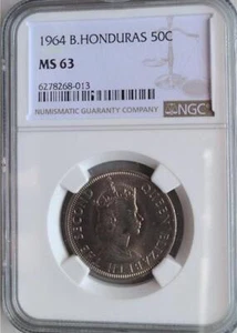 British Honduras 50 Cents 1964 NGC MS 63 - Picture 1 of 2
