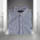 Ralph Lauren Polo Button Up Shirt Navy Blue Striped Classic Fit 5XB/5XL Big&Tall