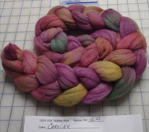 Targhee Wool Combed Top Roving Spinning Handpainted Dyed Felt USA NWT Caroline - Picture 1 of 1