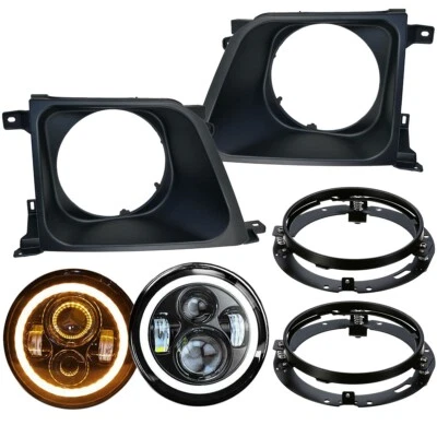 Headlight Lamp Frame HALO LED Lamp For Toyota Land Cruiser Prado 90 95 - Image 1 of 4