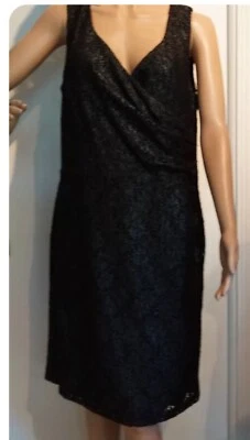 Nipon бутик новый с Ярлыками 16 $198 v-образным вырезом кружева черный и серебро дизайнерское платье - Изображение 1 из 3