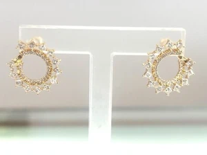 18K Rose Gold Classic Diamond Sideways Cluster Mini Hoop Earrings 1.53 Carats - Picture 1 of 9