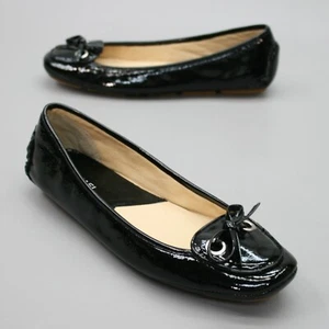 Michael Kors Ladies 8.5 M Black Patent Leather Bow Moc-toe Slip-on Loafer Flats - Picture 1 of 12