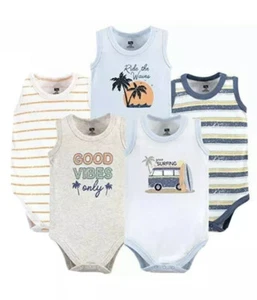 Hudson Baby Unisex Baby Cotton Sleeveless Bodysuits, Gone Surfing, 6-9 Months - Picture 1 of 1