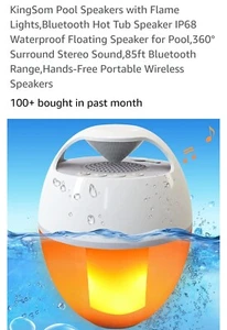Bluetooth Speakers With Flame Lights Portable Pool Speaker Ip68 Waterproof Float - Picture 1 of 6