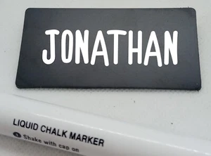 Reusable Name Badge 1.5" x 3" Blank Thick Black Plastic w/Pin Fastener 100-Pack - Picture 1 of 3
