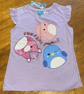 Squishmallows Girls Purple Printed Short Sleeve T Shirt/Top Size 12 - BNWT - Picture 1 of 5