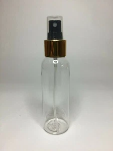 100ml PET Clear Plastic Tall Boston+ Gold/Black Silver Atomiser Spray ANY AMOUNT - Picture 1 of 1