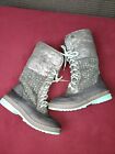 Justice boots size 4M warm insulated snow active embellished long faux fur