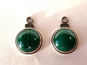 Carolyn Pollack Sterling Silver and Malachite Earring Charms - Picture 1 of 2