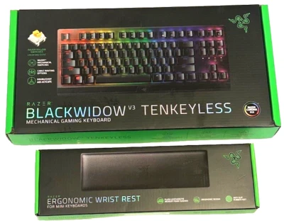 Razer BlackWidow V3 Tenkeyless Mechanical Gaming Keyboard + Razer Wrist Rest - Image 1 of 2