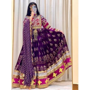 Afghan long valvet kochi nikkah dress for women.Afghan party and wedding dress - Picture 1 of 4