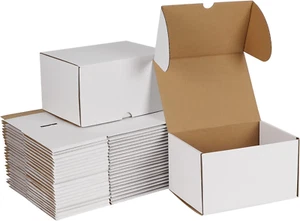 7X5X4 White Shipping Boxes Set of 25, Corrugated Cardboard Mailer Boxes for Pack - Picture 1 of 8