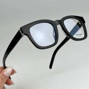 Saint Laurent Men Eyeglasses Black Demo Cat Eye SLM124 OPT 001 NEW - Picture 1 of 12