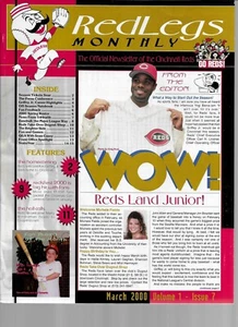REDLEGS MONTHLY, MARCH 2000. GRIFFEY ON THE COVER AND FEATURED INSIDE - Picture 1 of 2