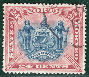 NORTH BORNEO QV Stamp 24c Coat of Arms CDS Used EBLUE10