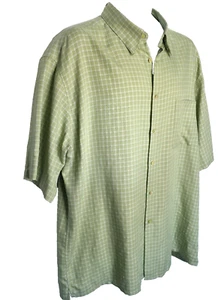 Camisa Bugatchi Uomo Para Hombres XL Verde Cuadros Manga Corta Abotonada Informal Elegante - Imagen 1 de 14