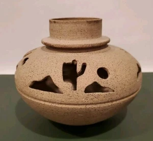 SUSAN MROSEK SOUTHWESTERN POTTERY CACTUS CANDLE HOLDER - Picture 1 of 8