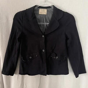Zara Girls 11 12 152 Soft Collection Outerwear Blazer Navy Blue 2 Button Pockets - Picture 1 of 5