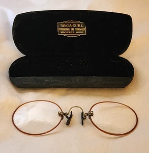 Gafas de lectura antiguas Pince Nez nariz pellizco y estuche - Imagen 1 de 4