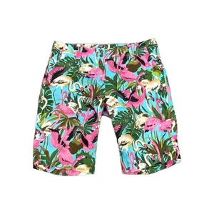 Loudmouth Golf Bermuda Shorts Womens 10 Pink Stretch Flamingo Island Pockets - Picture 1 of 9