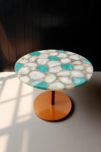 Amazonite Coffee Table – Natural Gemstone Table for Living Room Luxury Handmade - Picture 1 of 10