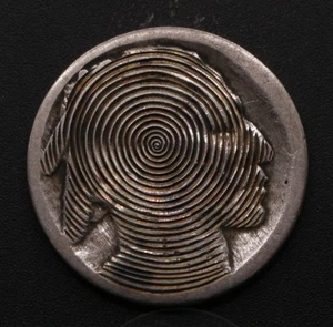 Hand Carved Psychedelic Spiral - Buffalo Nickel Engraving - Handmade Coin Art - Bild 1 von 3