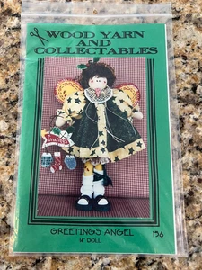 CRAFT GREETINGS ANGEL PATTERN WOOD YARN COLLECTABLES 14" DOLL COUNTRY VTG NOS - Picture 1 of 2