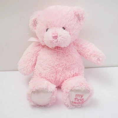 Baby Gund My First Teddy Bear Pink Stuffed Animal Plush Lovey Satin Feet 021028 - Image 1 of 4