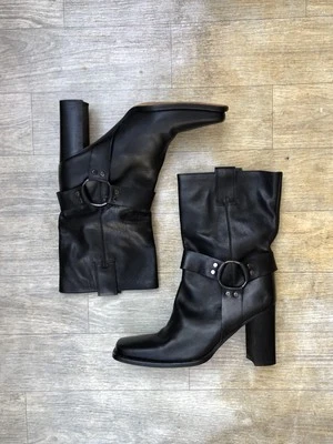 Russell Bromley Ringo Botas de Cuero al Tobillo Tacón Negro Talla 39 1/2 Hechas en Italia Foto 1 de 4