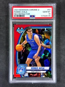 2024 Bowman Chrome U #61 Robbie Avila Red Refractor /5 Rookie RC PSA 10 Pop 1 - Picture 1 of 2