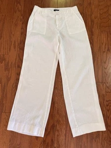 ADRIENNE VITTADINI pantalone donna tg 6 bianco 100% lino gamba larga Lagenlook spiaggia - Foto 1 di 8