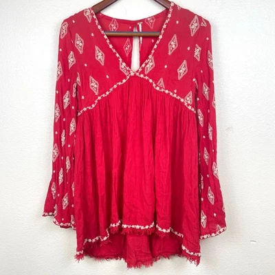 Top Free People para mujer talla XS Fairy Babydoll caprichoso bordado boho terroso Foto 1 de 4
