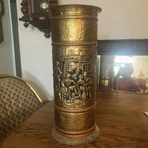 Antique Umbrella Brass Embossed Stand/ Made In England - Picture 1 of 11