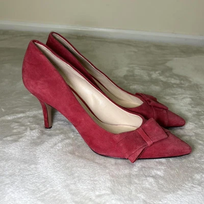 Nine West Suede Pointed-toe Pumps Heels With A Bow Size 9m - Image 1 of 4