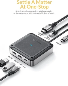 USB 3.0 C Hub Ethernet Hub 4K@60Hz HDMI Port SD und TF Kartenleser 6 /8 IN 1 - Bild 1 von 13