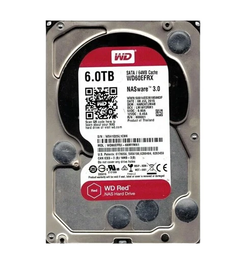 WD WD60EFAX 6TB 3.5" SATA 6Gbps 5.4K HDD – Red NAS Hard Drive - Image 1 of 1