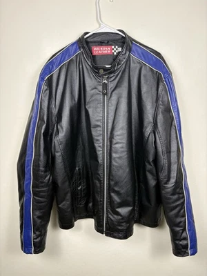 Wilsons Leather M. Julian Jacket Mens XXL Black Blue Full Zip Motorcycle Jacket - Image 1 of 4