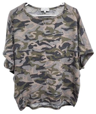 Michael Stars женщин Топ маленький зеленый камуфляж мягкий вязаный доломан рукав большого размера богемное - Изображение 1 из 4