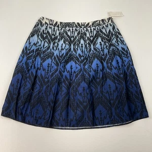 Charter Club Fiji Skirt Sz 16W NWT Blue Black Ikat Print Pleated Cotton Lined - Picture 1 of 7