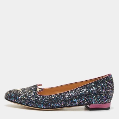 Charlotte Olympia Multicolor Glitter Cat Ballet Flats Size 375 - Image 1 of 4