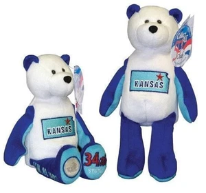 Oso Moneda Tesoros Limitados, Nuevo con Etiquetas, Oso Kansas con Cuarto de Estado BU - Imagen 1 de 3