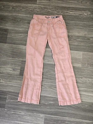 Pantalones de pierna ancha Miss Me Cargo para mujer M cintura elástica media rosa lino Macgirl Foto 1 de 4