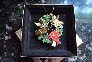 NEW ChemArt Collect Ornament ANGEL WREATH BOX 3D 24 Kt Gold Finished Brass - Picture 1 of 3