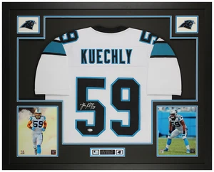 Luke Kuechly Autographed & Framed White Panthers Jersey Auto Beckett COA - Picture 1 of 5