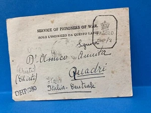 WW2 CARTOLINA PRIGIONIERO DI GUERRA BOMBAY TENENTE VS CHIETI PRISONERS OF WAR. - Foto 1 di 2