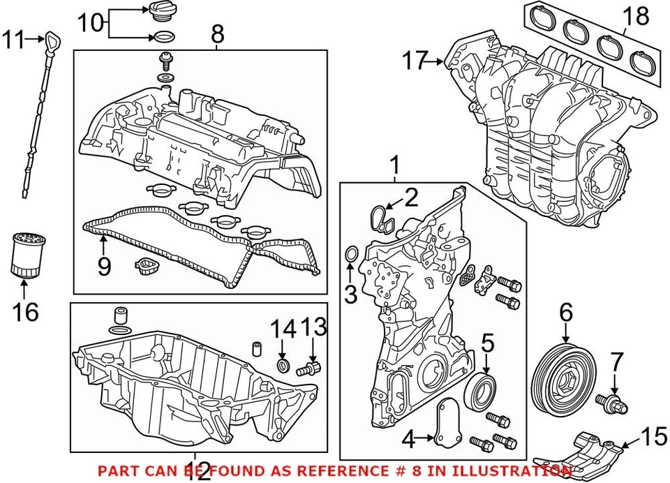 Cubierta de válvula de motor original OEM para Acura ILX TLX 2,4 L L4 12310RDFA01 Foto 1 de 1