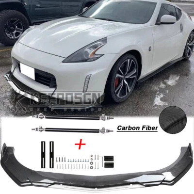 Alerón divisor de labios parachoques delantero blanco fibra de carbono para Nissan 370z 350z Nismo Foto 1 de 4