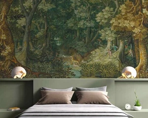 Big Fairy Green Trees in the Mysterious Forest Hunting Wallpaper Murals Vintage - Picture 1 of 12